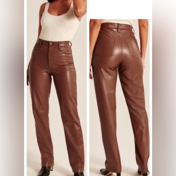 Abercrombie & Fitch '90s Straight Ultra High Rise Faux Leather Pant - Picture 2 of 9